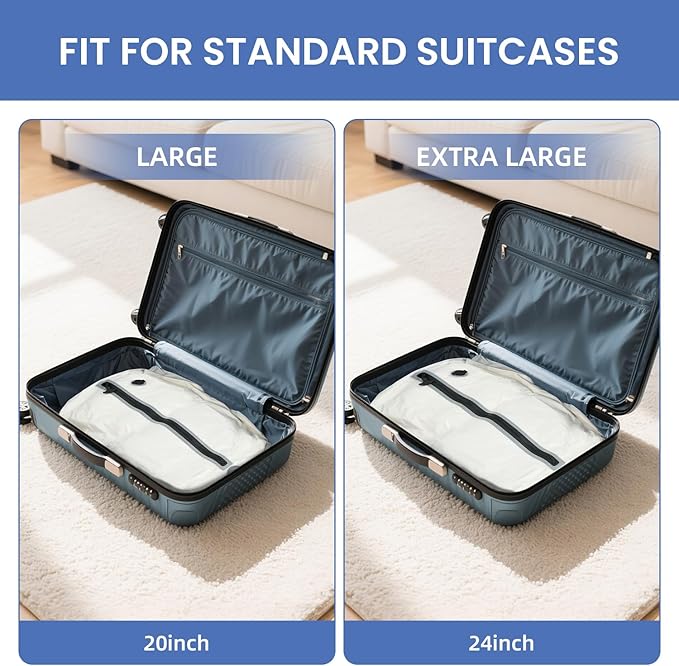 BAGAIL TPU Vacuum Bag for Travel, Reusable Compression Bag with IPX8 Waterproof Zipper, Save Space for Suitcase, Backpack and Carry on (White, ExtraLarge, No Pump)