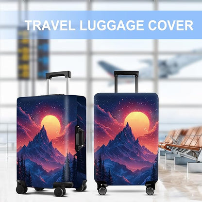 Luggage Cover Washable Suitcase Protector Anti-scratch Suitcase cover Fits 20-34 Inch Luggage (Snow mountain, L(28-30inch suitcase))
