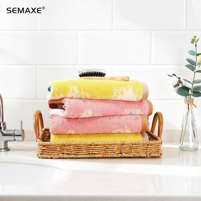 SEMAXE Hand Towels for Bathroom, 100% Cotton Towels with Hanging Loops, Soft and Absorbent, 4 Pack Hand Towel Set for Gym, Shower, Hotel, Spa and Kitchen, Colorful Towel - Sunset Collection