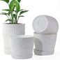 7 Inch Plant Pots Bulk, 6 Pack Plastic Planters with Drainage Holes and Saucers for Indoor Outdoor House Plants and Flowers, White Speckles