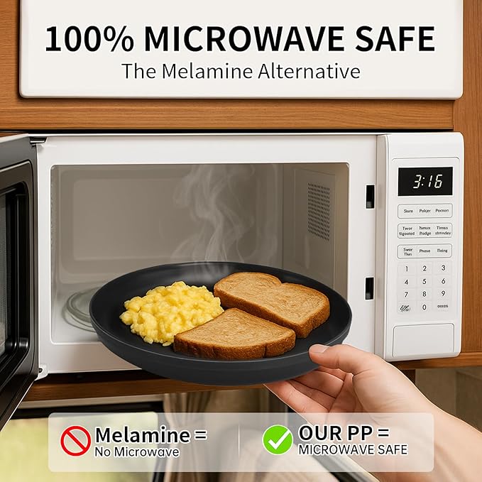 20 Piece RV & Camping Dinnerware Set, Elegant Ceramic-Look Large Bowls & Plates, Unbreakable & 100% Microwave Safe, Melamine Alternative Service for 4, Tropical
