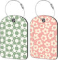 Vintage Flowers Luggage Tag for Suitcase Set of 2 PU Leather Cute Luggage Tags with Stainless Metal Loop ID Label Privacy Flap Suitcase Tags for Women and Men Travel