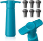 Vacu Vin Wine Saver Pump Blue with Vacuum Wine Stopper - Keep Your Wine Fresh for up to 10 Days - 1 Pump 6 Stoppers - Reusable - Made in the Netherlands