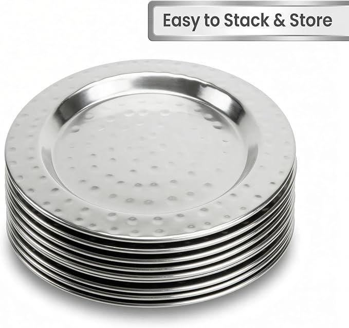 4" Stainless Steel Hammered Drink Coasters Set of 4
