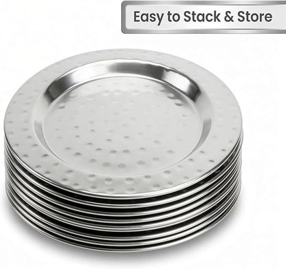 4" Stainless Steel Hammered Drink Coasters Set of 4