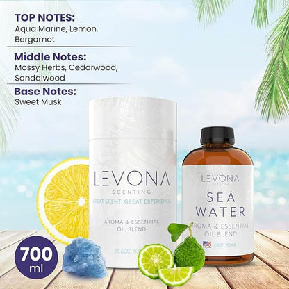 Levona Scent Sea Water Essential Oils for Diffuser for Home - Hotel and Home Luxury Scents - Fragrance Oil - Diffuser Oils Scents - Oil Diffuser Essential Oils for Humidifiers - 700Ml Aroma Oil Blend