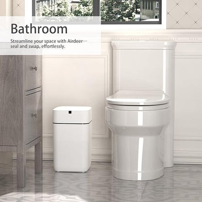 Airdeer Automatic Trash Can, 4 Gallon Self Sealing and Self-Changing Smart Trash Can, Motion Sensor, Touchless Garbage can with lid for Kitchen Bathroom Bedroom, 6 Refill Rings(A1, Black Line)