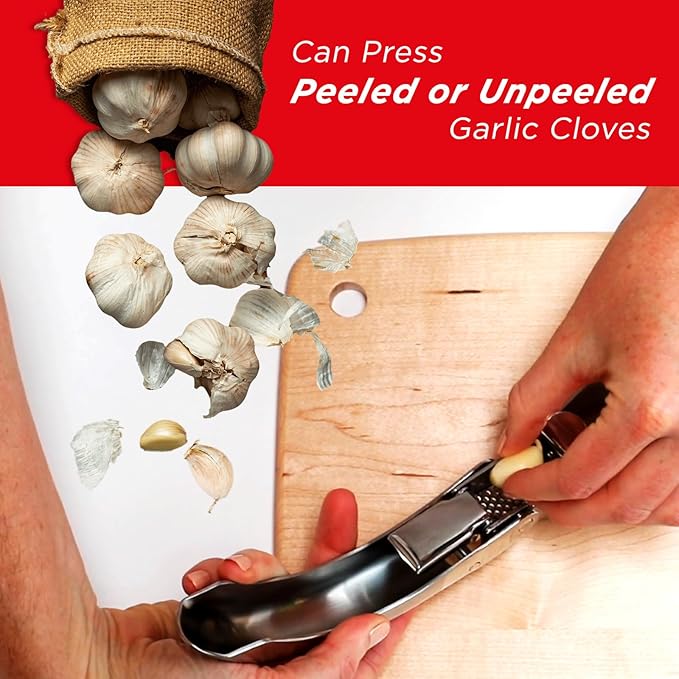 Kuhn Rikon Epicurean Garlic Press, Stainless Steel, 6.5 x 1 x 1.5 inches, Silver