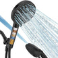 MakeFit Handheld Shower Head with Filter Matte Black - High Pressure 10 Spray Modes Filtered Shower Head with Hose, Bracket and Hard Water Shower Filters to Remove Chlorine and Heavy Metals