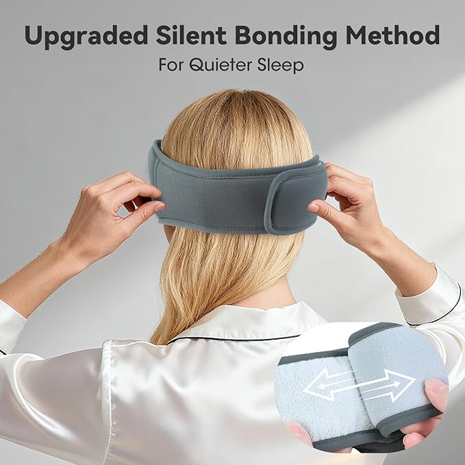 3D Bamboo Cotton Sleep Mask with Bluetooth 5.4 Headphone, Music Wireless Bluetooth Blackout Eye Mask for Side Sleepers, Earphones HD Speaker Microphone for Travel, Gifts for Women Men, Grey