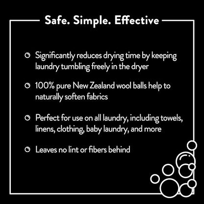 Molly's Suds Wool Dryer Balls | XL, Premium Organic Fabric Softener, Hypoallergenic, Hand-Felted, Reusable, Reduce Drying Time | White, Set of 6