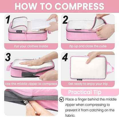 BAGAIL 6 Set Ultralight Compression Packing Cubes Packing Organizer for Travel Accessories Luggage Suitcase Backpack