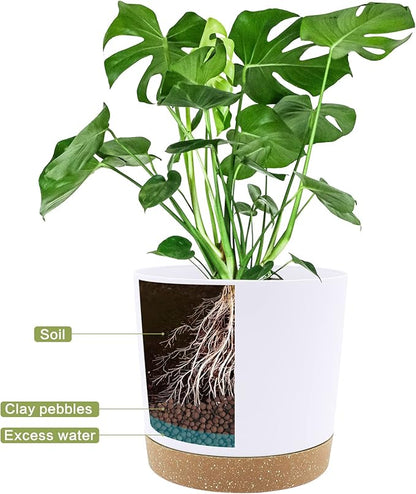 QCQHDU 12 inch Plant Pot, 2 Pack Planters for Indoor Plants with Drainage Holes & Saucer, Outdoor Flower Pots Home Garden Modern Decor