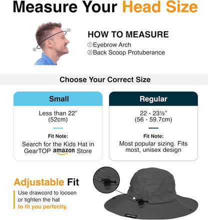 GearTOP Safari Sun Hat for Men and Sun Hats for Women UV Protection UPF 50+ Hiking, Gardening, Fishing