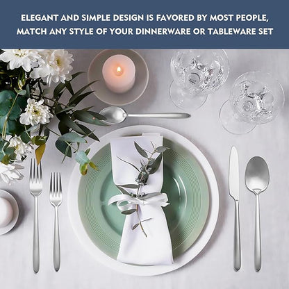 Heavy Duty Silverware Set, EIUBUIE 40-Piece Premium Stainless Steel Flatware Sets For 8, Matte Brushed Finish Cutlery Tableware Modern Kitchen Utensils Set for Home Restaurant, Dishwasher Safe
