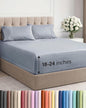 Extra Deep Pocket Queen Sheet Set - 4 Piece Breathable & Cooling Bed Sheets - Hotel Luxury Sheet Set - Ultra Soft, Wrinkle Free & Comfy - Fits Extra Deep Mattresses - Deep Pocket Heathered Blue Sheets