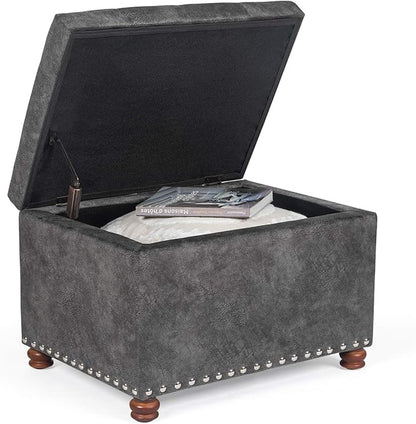Joveco 24" Rectangular Ottoman with Storage for Living Room, Upholstered Storage Bench Foot Stool and Seat with Lift Off Lid, Coffee Table Footrest for Bedroom