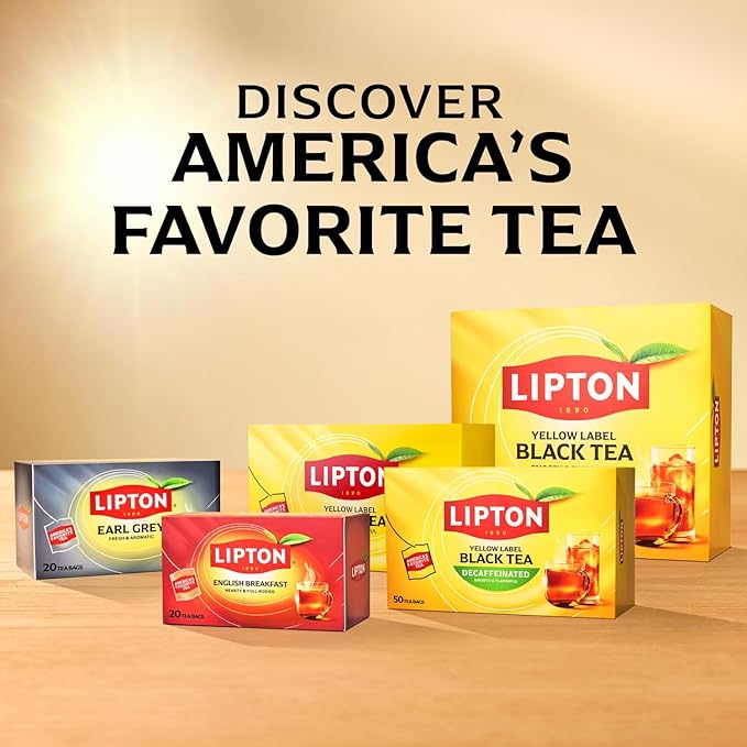 Lipton Black Tea Bags, Hot or Iced High Caffeine Tea, 240 Total Bags (20ct - Pack of 12)