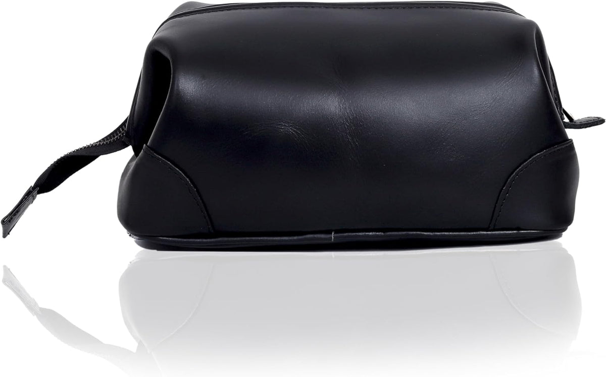 HLC Leather Toiletry Bag for Men Best Gift Premium Genuine Leather Dopp Kit Shaving Kit Organizer Travel Kit Pouch Bag for Men Large Size Black