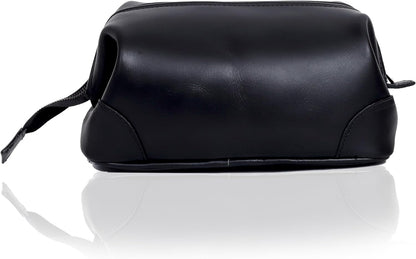 HLC Leather Toiletry Bag for Men Best Gift Premium Genuine Leather Dopp Kit Shaving Kit Organizer Travel Kit Pouch Bag for Men Large Size Black
