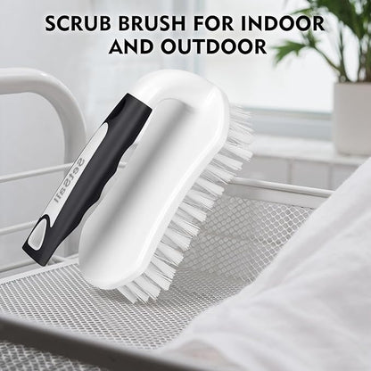 SetSail Scrub Brush, Heavy-Duty Scrub Brushes for Cleaning with Stiff Bristles Cleaning Brush for Shower, Bathroom, Carpet, Kitchen and Bathtub Scrubber - 3 Pack (Black White)