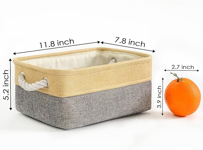 TheWarmHome Small Storage Bins Basket - Small Storage Baskets for Organizing Shelves, Fabric Storage Cubes Organizer for Changing Table Clothes Shoes Sock Towel Dog Toy,Decorative Basket Gift