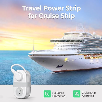 Travel Power Strip, ORICO 4 Outlets 3 USB Ports (1 USB C) with 4FT Wrapped Short Extension Cord, Compact Power Strip for Hotel Travel Essentials Cruise Approved-AP3