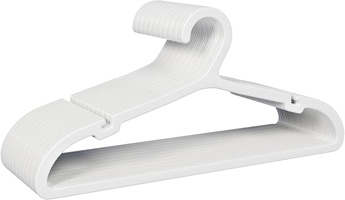 30 Pack Clothes Hangers, Non Slip Plastic Coat Hangers, Space Saving Hangers, Heavy Duty, Hanging Dry Wet Clothes, 16.4" x 8.3", White, UAPY0530W