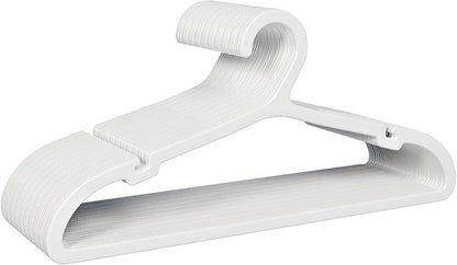 30 Pack Clothes Hangers, Non Slip Plastic Coat Hangers, Space Saving Hangers, Heavy Duty, Hanging Dry Wet Clothes, 16.4" x 8.3", White, UAPY0530W