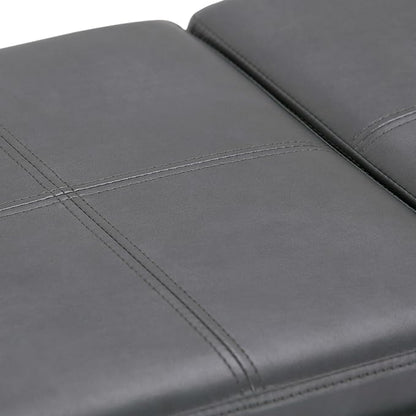 SIMPLIHOME Avalon 42 inch Wide Contemporary Rectangle Storage Ottoman in Stone Grey Vegan Faux Leather, Assembled, For the Living Room, Entryway and Family Room