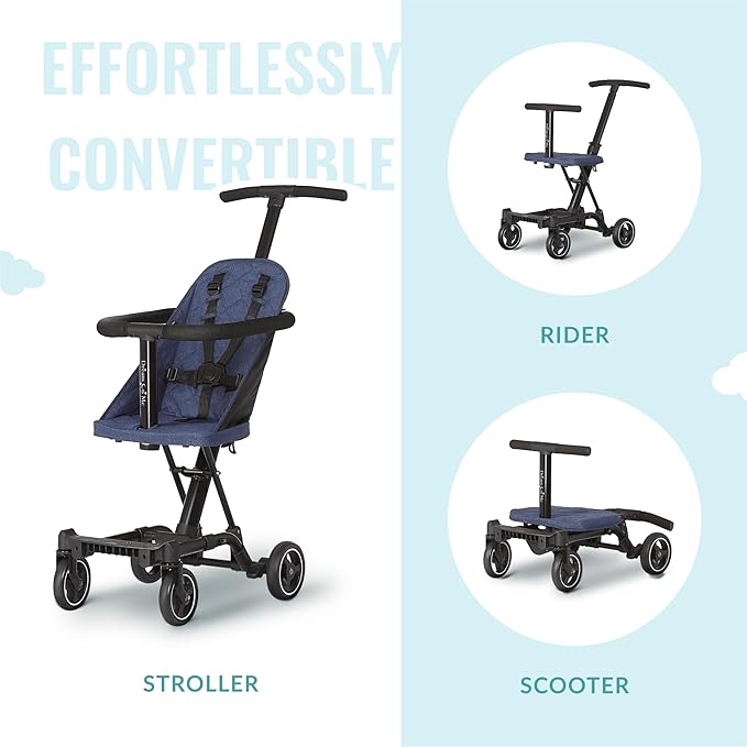 Dream On Me Lightweight and Compact Coast Rider Stroller with One Hand Easy Fold, Adjustable Handles and Soft Ride Wheels, Navy