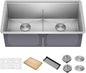 KRAUS Kore 33-Inch Undermount Workstation 16 Gauge Double Bowl Stainless Steel Kitchen Sink with Accessories, KWU112-33