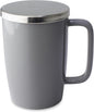 FORLIFE Dew Glossy Finish Brew-In-Mug with Basket Infuser & "Mirror" Stainless Lid 18 oz., Gray