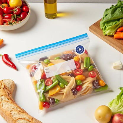 Reusable Sous Vide Bags 58Pcs BPA-Free, 1.4L Vacuum Sealer Bags for Cooking & Microwave, 50 Zipper Bags, 3 Seal Clips ＆ 5 Cooking Clips, Heat-Resistant & Leakproof (8.5x8.5in)