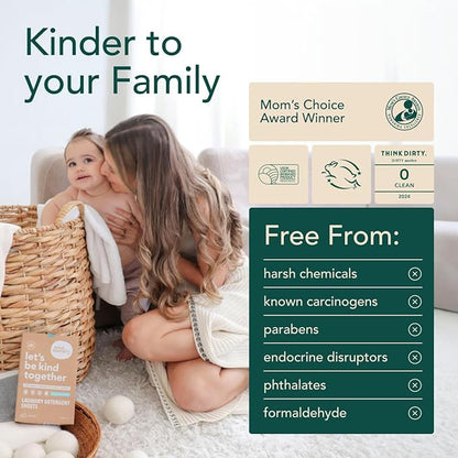 Kind Laundry Detergent Sheets with Stain-Fighting Enzymes - Plant Powered Eco-Friendly Laundry Soap Sheets - Home or Travel Laundry Detergent Fragrance Free, 60 Loads (Mom's Choice Award Winner)