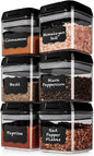 Shazo 6 PC Airtight Food Storage Containers + 6 Spoons - BPA Free Clear Plastic Snack & Spice Containers with Easy Lock Lids - Kitchen and Pantry Organization for Herbs, Coffee, Tea - 0.5L / 2.1 Cups