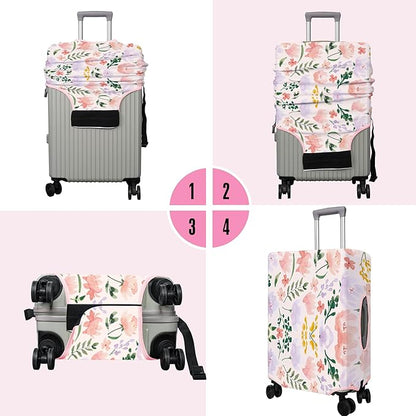Travel Luggage Cover Suitcase Protector Fits 18-32 Inch Wheel Covers PatternedTravel Related Items Flower Luggage Protector Elastic XL