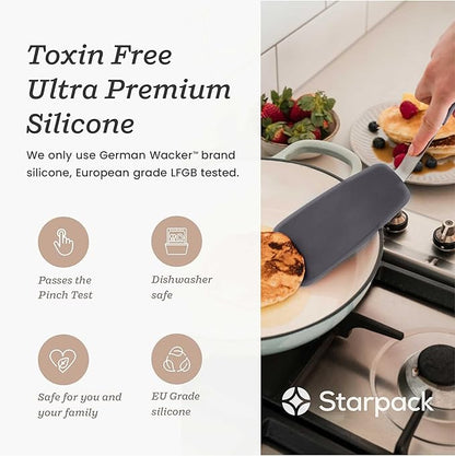 StarPack Premium Flexible Silicone Spatula Set - 3 Spatulas for Nonstick Cookware - 600°F High Heat Resistance Spatula Set - Spatulas for Kitchen Use for Fish, Eggs, Pancakes & Cookies (Stormy Grey)