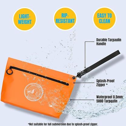 Tactiko Heavy-Duty Splash Water Resistant Zipper Pouches - 3L Hold-All Organizers for Dry Bags, Travel Bags (Orange)