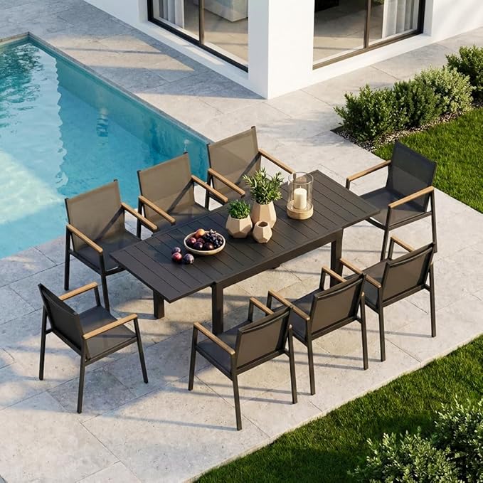 Expandable Outdoor Patio Dining Table Set