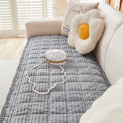 Couch Cover for Dogs Washable, Fuzzy Pet Couch Covers for 3 Cushion Sofa Pet Friendly, Non Slip Sofa Cover (Light Gray, 27.6" x 59"/70 x 150cm)