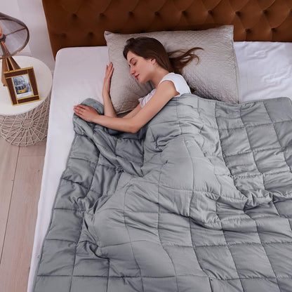 L'AGRATY Weighted Blanket - 48"x72" 20lbs Cooling Breathable Heavy Blanket Microfiber Material with Glass Beads for Adult All-Season Summer Fall Winter Soft Thick Comfort