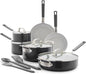 GreenPan x Bobby Flay 13 Piece Nonstick Cookware Pots and Pans Set, PFAS-Free Diamond Ceramic, Induction Suitable, Easy Clean Dishwasher & Oven Safe, Stay-Cool Silicone Handles, Glass Lids, Graphite