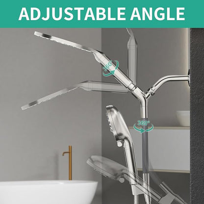 Filtered Rainfall Shower Head with Handheld Spray Combo, Dual Shower Head Combo High Pressure, Double Sprayer Filter Shower Head with Extra Long Hose & Adjustable Shower Arm (Brushed Nickel)