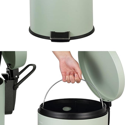 happimess HPM1000C Oscar 8-Gallon Step-Open Trash Can with Free Mini Trash Can, Modern, Fingerprint Proof for Home, Kitchen, Office, Large:7.9 Gallon Small:1.3 Gallon, Pistachio Gelato