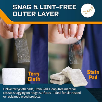 MāKRS Stain Pad, Cut-to-Size Staining Pads, 2-Pack, Lint, Snag, Streak-Free Applicator, Micro Brush Material, Wood Stains and Oil Based Finishes, Easy to Use with Consistent Application
