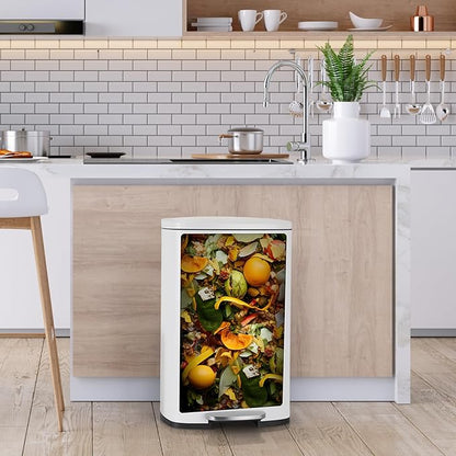 13.2 Gal Kitchen Trash Can, 50L Recycling or Garbage Bin, Brushed Stainless Steel Waste Basket, Soft&Quiet Close Dustbin, with Step-On Pedal, Removable Inner Bucket, for Home, Office, Living Room