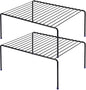 SIBAO Kitchen Cabinet Storage Shelf Rack/Plastic Feet - (13.1 x 10.2 Inch) - Steel Metal - Rust Resistant Finish - Cups, Dishes, Cabinet & Pantry Organization (2, Black)