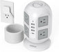Tower Surge Protector Power Strip 15 ft, TESSAN Long Flat Extension Cord with Multiple Outlets, 8 AC Outlets with 4 USB Ports (1 USB C), Charging Station with Surge Protection, for Home Office Dorm