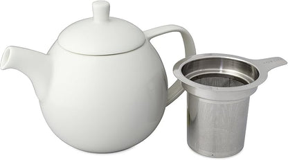 FORLIFE Curve Teapot with Infuser, 24-Ounce, White